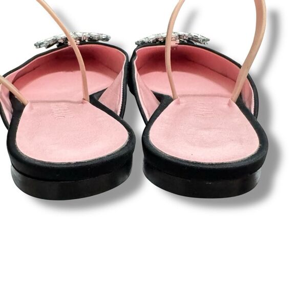 Piferi Black Satin Flats Pink Lining & Soles Embellishment Size 39 (US 8.5-9) - Picture 6 of 12